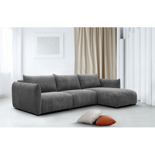 4-Sitzer Ecksofa Tauer rechts in Stoff dunkelgrau