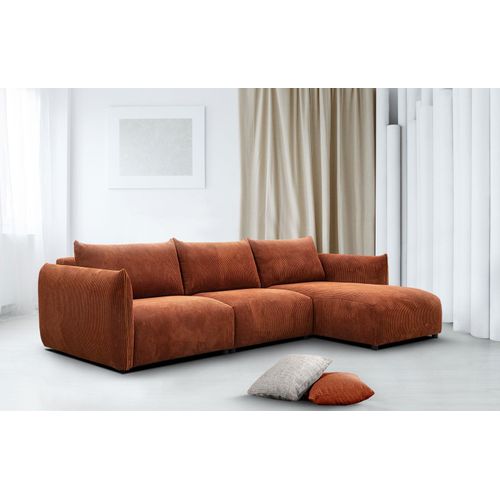 4-Sitzer Ecksofa Tauer rechts in Stoff dunkelorange