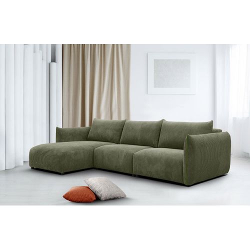 4-Sitzer linkes Ecksofa Tauer in Stoff olive