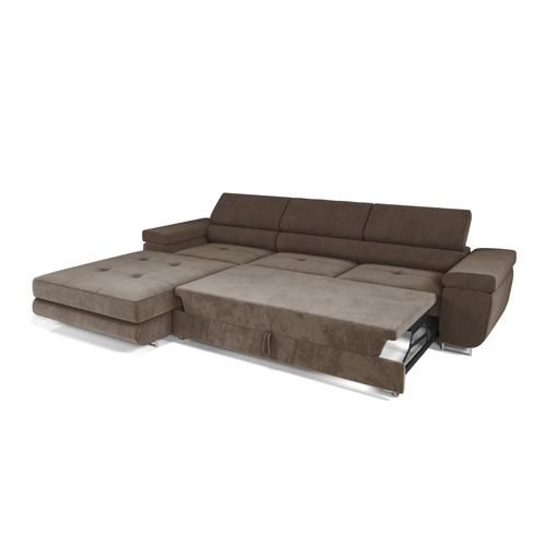 Ecksofa mit Schlaffunktion und Bettkasten VENUS TWIN - Ecksofa mit Federkern, Eckcouch Braun