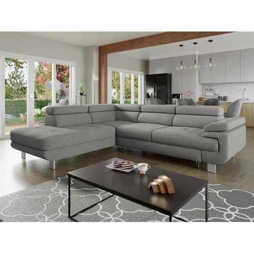 MIRJAN24 Ecksofa Lotos, Couch mit Schlaffunktion und Bettkasten, Wohnzimmer, Einstellbare Kopfstützen und Armlehnen (Farbe: Barrel 83, Seite: Links OT-2R)