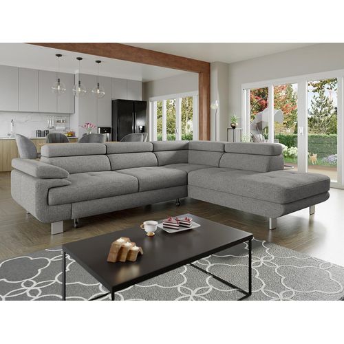 MIRJAN24 Ecksofa Lotos, Couch mit Schlaffunktion und Bettkasten, Wohnzimmer, Einstellbare Kopfstützen und Armlehnen (Farbe: Barrel 83, Seite: Rechts 2R-OT)