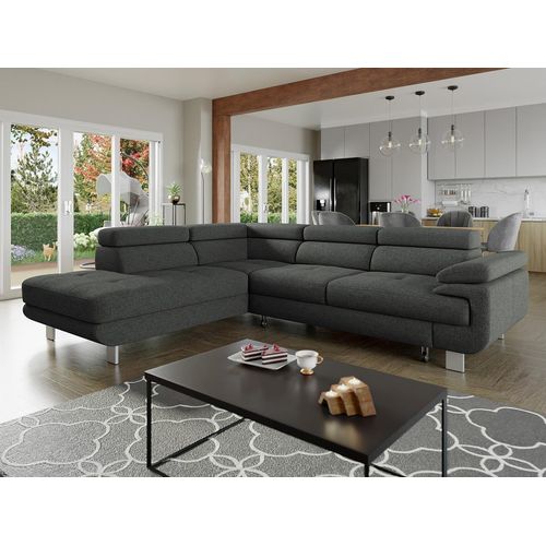 MIRJAN24 Ecksofa Lotos, Couch mit Schlaffunktion und Bettkasten, Wohnzimmer, Einstellbare Kopfstützen und Armlehnen (Farbe: Barrel 97, Seite: Links OT-2R)