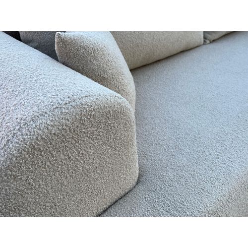 3 Sitzer Ecksofa ANTONIO BARON - 260x173x78cm, Ottomane rechts/links, Schlaffunktion & Bettkasten - Eckarniutur in Bouclé-Stoff - Beige