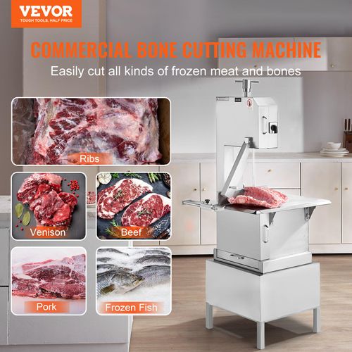 VEVOR Kommerzielle Fleischknochen Sägemaschine 2200 W, 1500 kg/h Knochenschneidemaschine Gefrorene Fleisch Knochen Schneidemaschine, 4-220 mm Einstellbare Dicke Knochensäge 620 x 520 mm Arbeitstisch