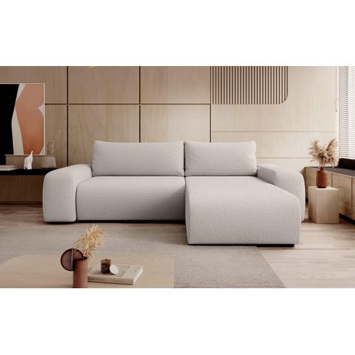 FEDVE Ecksofa Eckcouch mit Schlaffunktion Bornim Universal Bettkästen Couch Sofagarnitur Creme (Anthologie 01)