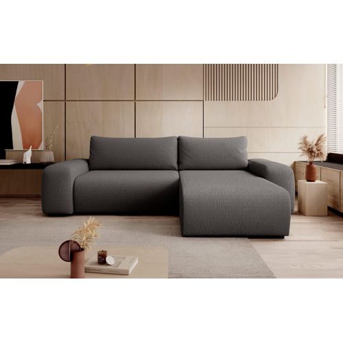 FEDVE Ecksofa Eckcouch mit Schlaffunktion Bornim Universal Bettkästen Couch Sofagarnitur Grau (Anthologie 18)