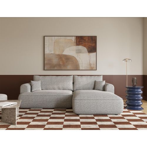 Selsey Ovo - Ecksofa in L-Form mit Schlaffunktion, greige, rechtsseitig