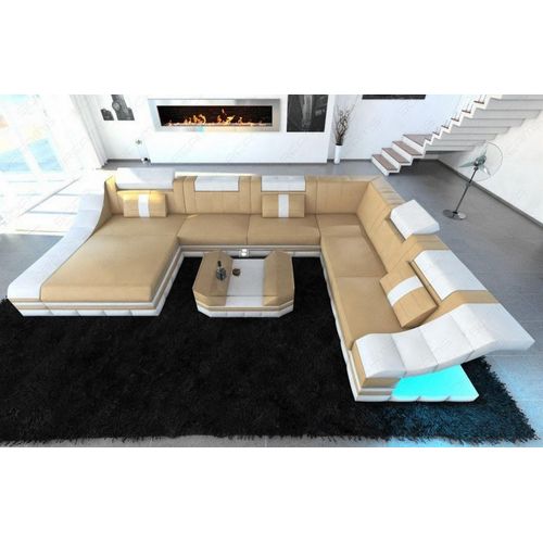 XXL Wohnlandschaft Turino Ledersofa Kunst-Echtleder Mix