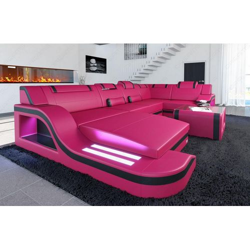 Ledersofa Wohnlandschaft Palermo Mini Echtleder