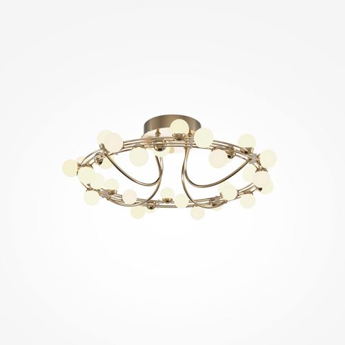 Deckenleuchte Edelstahl LED Ø 60 cm in Gold Weiß Kugelschirm rund 3000 K warmweißes Licht 4100 lm Modern