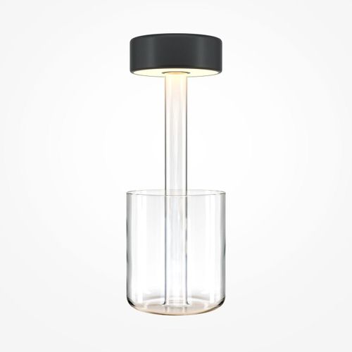 Nachttischlampe LED dimmbar mit Touch Funktion Glas rund D: 12 cm 34,8 cm Transparent Schwarz 120 lm Modern