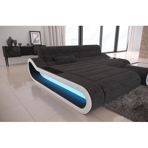 Stoffsofa Concept kurz mit Licht USB Webstoff Strukturstoff