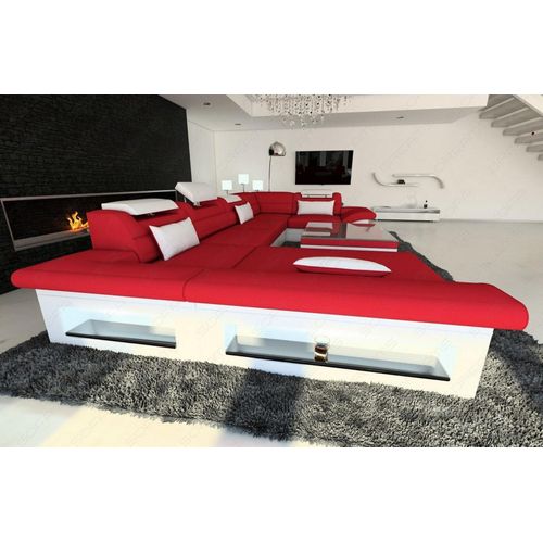 Sofa Wohnlandschaft Enzo mit Licht USB Webstoff Strukturstoff