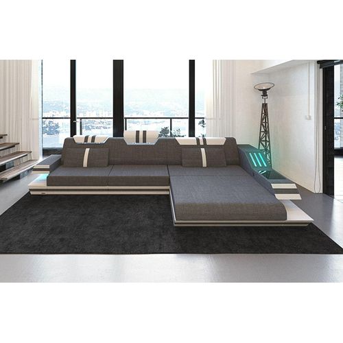 Stoffsofa Ravenna mit Licht USB Webstoff Strukturstoff