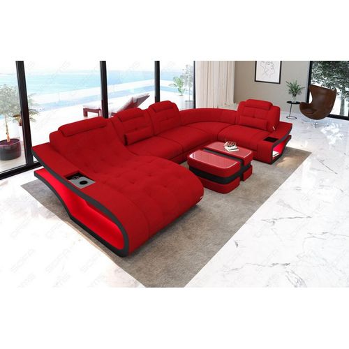 Sofa Wohnlandschaft Elegante mit Licht USB Webstoff Strukturstoff