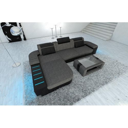 Stoffsofa Bellagio Ecksofa mit Licht USB Webstoff Strukturstoff