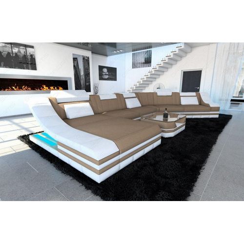 Sofa Wohnlandschaft Turino CL Mini mit Licht USB Webstoff Strukturstoff