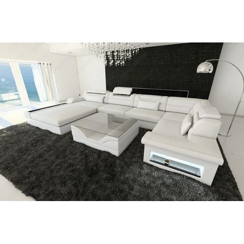 Sofa Wohnlandschaft Mezzo Mini mit Licht USB Webstoff Strukturstoff