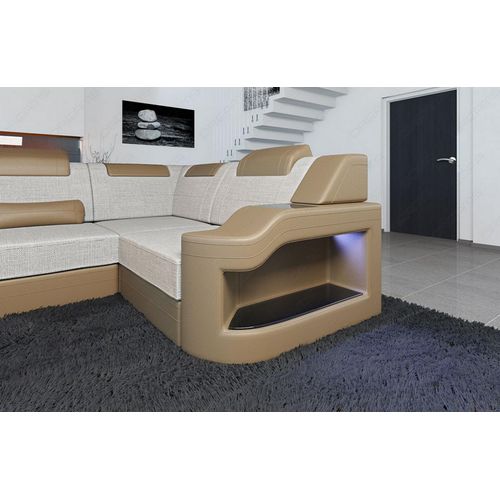 Sofa Wohnlandschaft Palermo Mini mit Licht USB Webstoff Strukturstoff