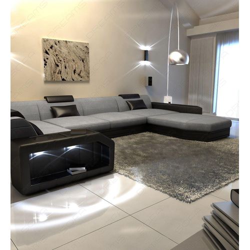 Stoffsofa Wohnlandschaft Presto mit Licht USB Webstoff Strukturstoff