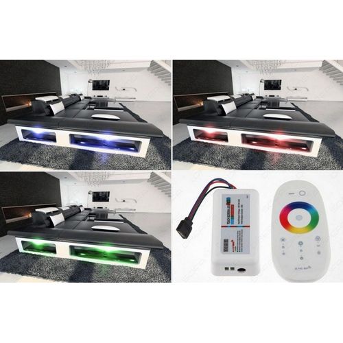 Stoffsofa Ecksofa Monza mit Licht USB Webstoff Strukturstoff