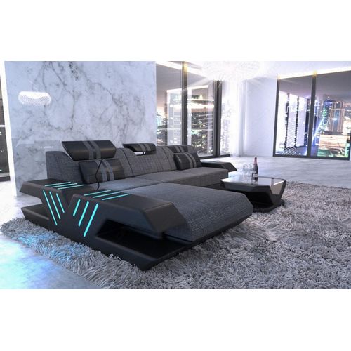Stoffsofa Venedig mit Licht USB Webstoff Strukturstoff