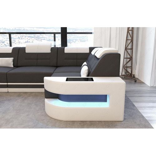 Stoffsofa Como L Form mit Licht USB Webstoff Strukturstoff