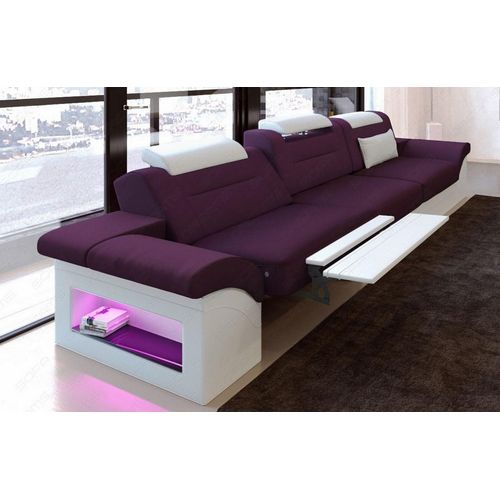 Sofa Monza Stoffsofa 3 Sitzer mit Licht USB Webstoff Strukturstoff