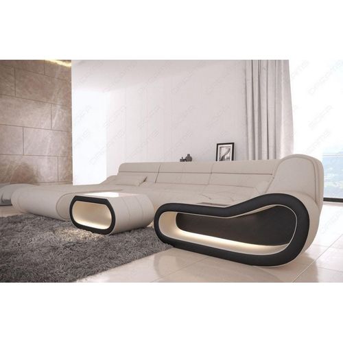 Stoffsofa Wohnlandschaft Concept mit Licht USB Webstoff Strukturstoff