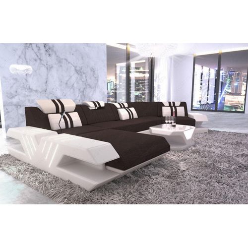 Stoffsofa Venedig mit Licht USB Webstoff Strukturstoff