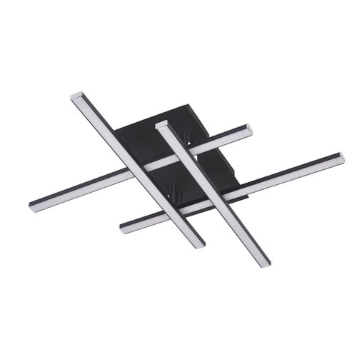 LED Deckenlampe Metall 45,5 cm breit Schwarz matt Chrom 3000 K warmweiß 1175 lm Modern