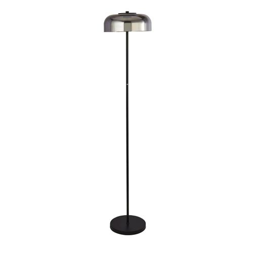 LED Stehlampe Dimmer mit Touch Funktion Metall Rauchglas 146 cm hoch Schwarz Rauchgrau rund 3000 K warmweiß