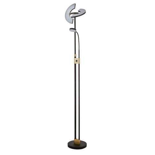 LED Stehlampe Metall 210 cm hoch in Schwarz Messing warmweiß 3000 K 3306 lm Modern