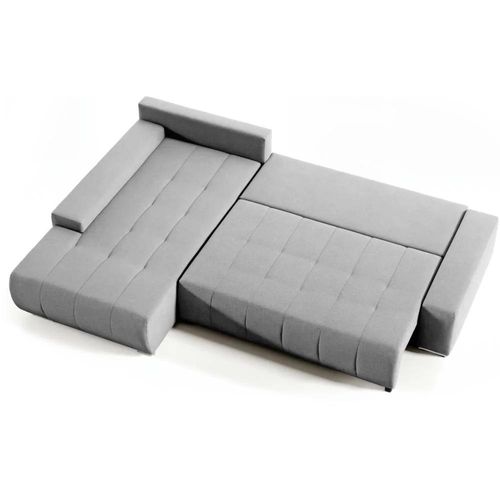 Ecksofa DRACO mit Schlaffunktion, mit Bettkasten, viele Farbvarianten, Stoff: Velo632, Farbe: Hellgrau, Ottomane: links