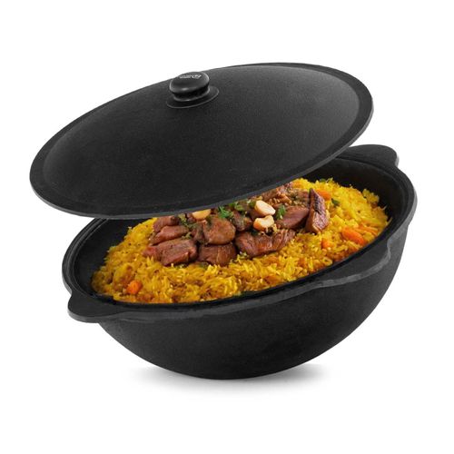 Ø49cm Uchag 2mm stahl Utschak Feuerstelle Utschag Campingofen 22L Kazan WOK Kasan (Runder boden) Feldküche Außenküche Eintopfofen
