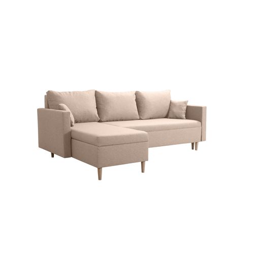 Beige Modernes Schlafsofa Ecksofa SCANDIK L + 2x Bettzeugbehälter