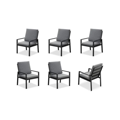 MeXo 6er set Stühle, Gartenmöbel-Sets Frei Kombination, Outdoor Indoor, Balkon/Garten/Terrasse/Esszimmer/Arbeitszimmer(Sitzgruppe, Aluminiumrahmen)