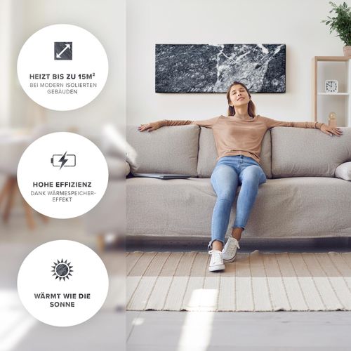Marwona 800 Watt Naturstein Infrarotheizung mit Digitalthermostat - Wandheizung - Germany - Shadow Grey