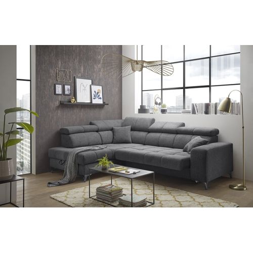 Ecksofa ></noscript>SYDNEY< Elektrische Sitztiefenverstellung, 5 verstellbare Kopfstützen, Bettkasten, in anthrazit - 268x105x172 (BxHxT)
