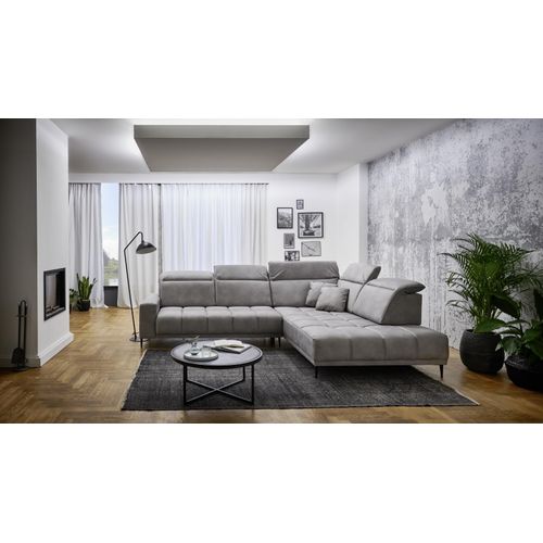 Wohnlandschaft ></noscript>Lindesberg< elektr. Sitzverstellung, Federkern, hellgrau - 317x107x230cm (BxHxT)