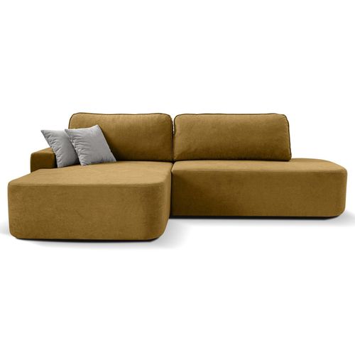 BEAUTYSOFA Ecksofa GAVI - Links seite Eckcouch L-Form mit Schlaffunktion & Bettkasten - Senf (Velo626)