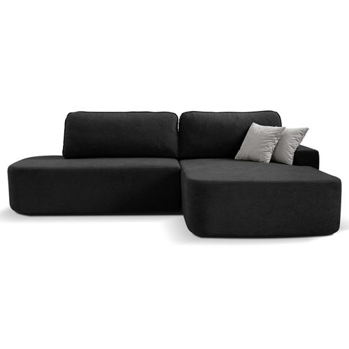 BEAUTYSOFA Ecksofa GAVI - Recht seite Eckcouch L-Form mit Schlaffunktion & Bettkasten - Schwarz (Velo637)