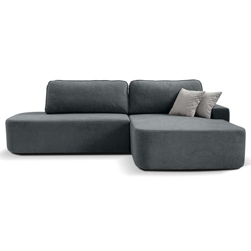 BEAUTYSOFA Ecksofa GAVI - Recht seite Eckcouch L-Form mit Schlaffunktion & Bettkasten - Grau (Velo635)