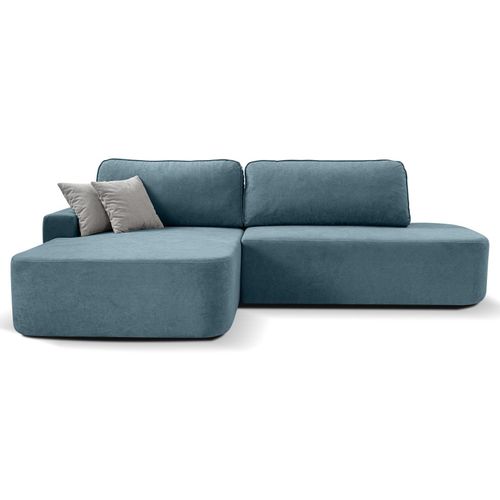 BEAUTYSOFA Ecksofa GAVI - Links seite Eckcouch L-Form mit Schlaffunktion & Bettkasten - Blau (Velo630)