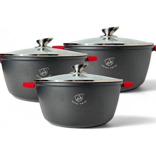 Kochtöpfe XXL-3Set 36cm,40cm Und 44cm aus Aluguss innen Stein