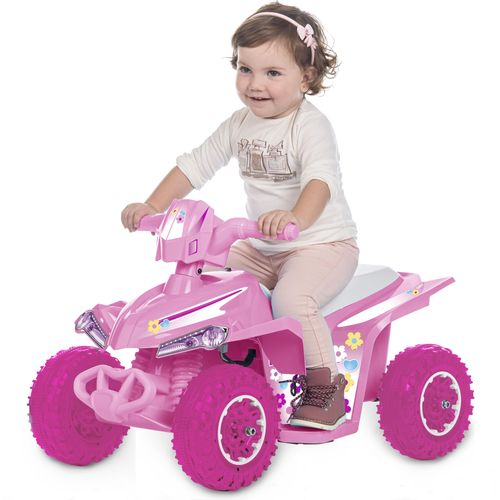 Carromco Loko Elektrofahrzeug Quad Flowers batteriebetriebenes Kinder-Quad Akku wechselbar USB-Ladekabel