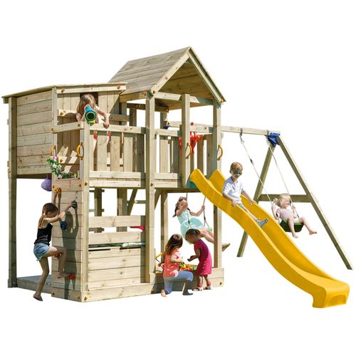 Spielturmking Spielturm PALAZZO mit Rutsche + Doppelschaukel - Gelb DH766