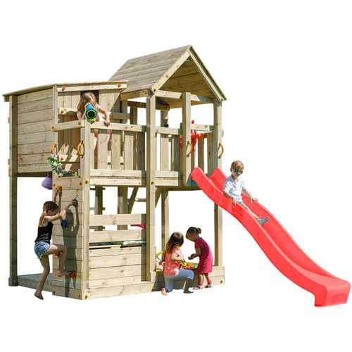 Spielturmking Spielturm PALAZZO mit Rutsche - Rot DH764