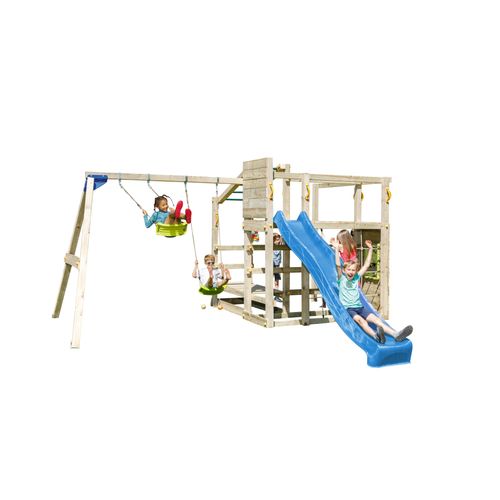 Spielturmking Spielturm CROSSFIT mit Rutsche + Doppelschaukel - Blau DH757